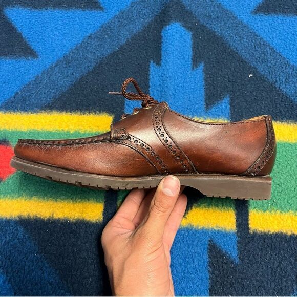 Johnston & Murphy Moc Toe Vibram Lug Sole Leather Oxfords (8) (USA Made 🇺🇸) - Picture 3 of 6
